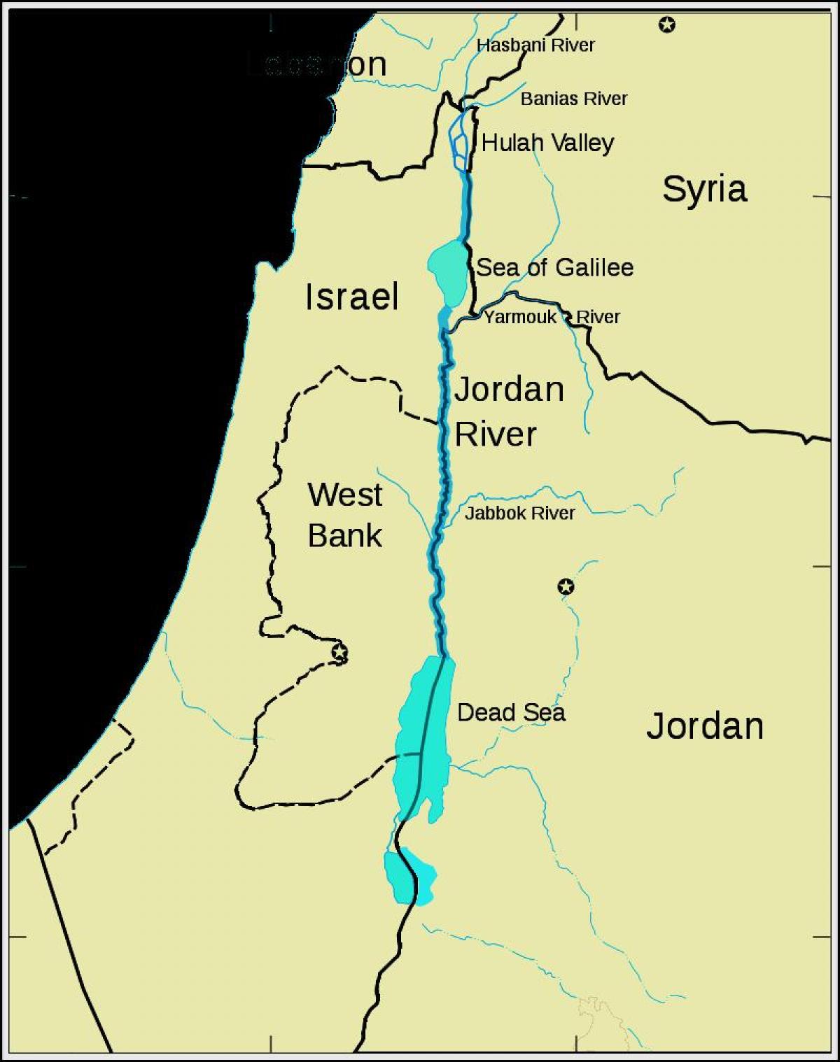 Jordānas upi un tuvajos austrumos karti