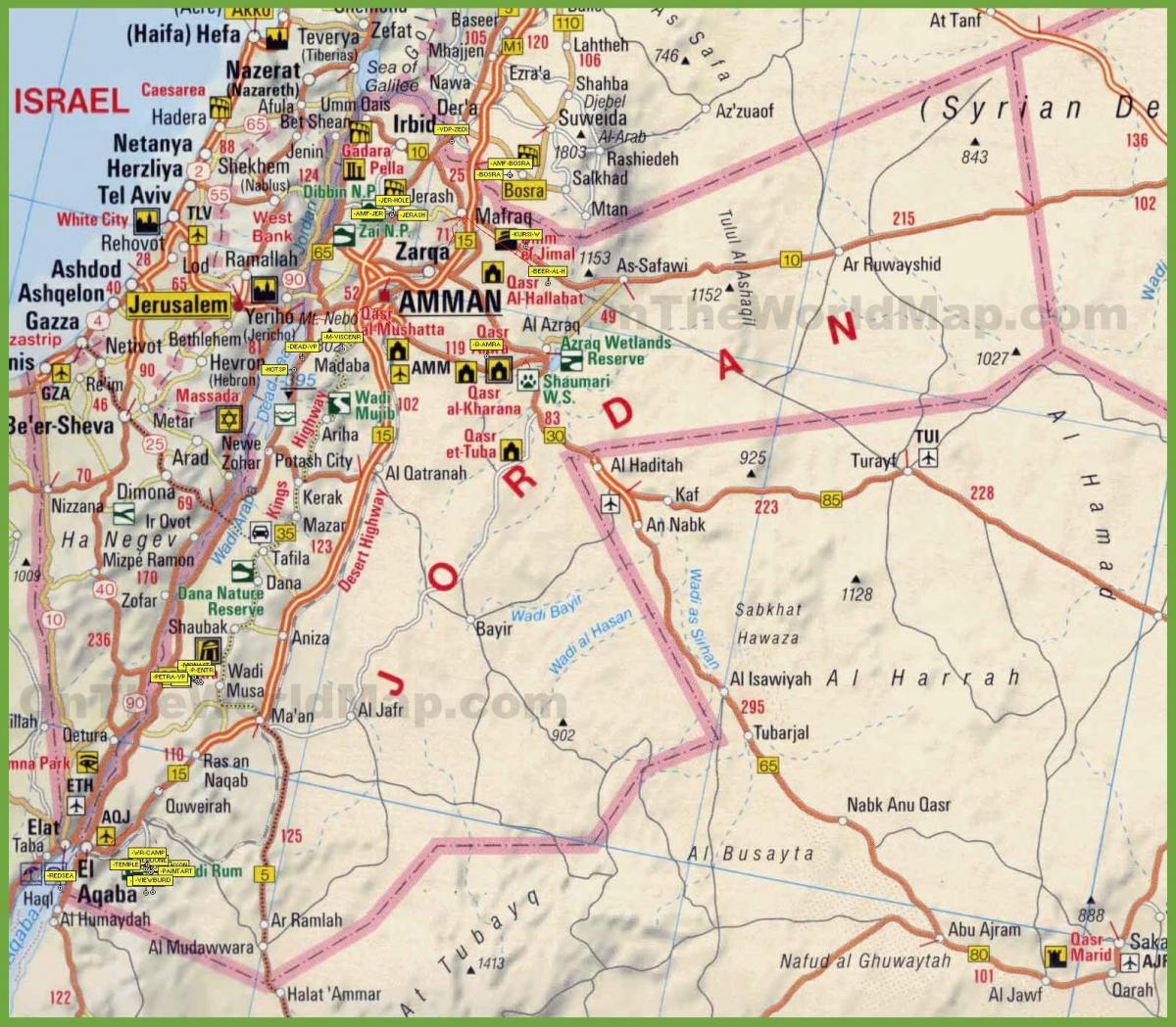 karte Jordāniju ceļu
