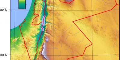 Karte Jordānija topogrāfiskās